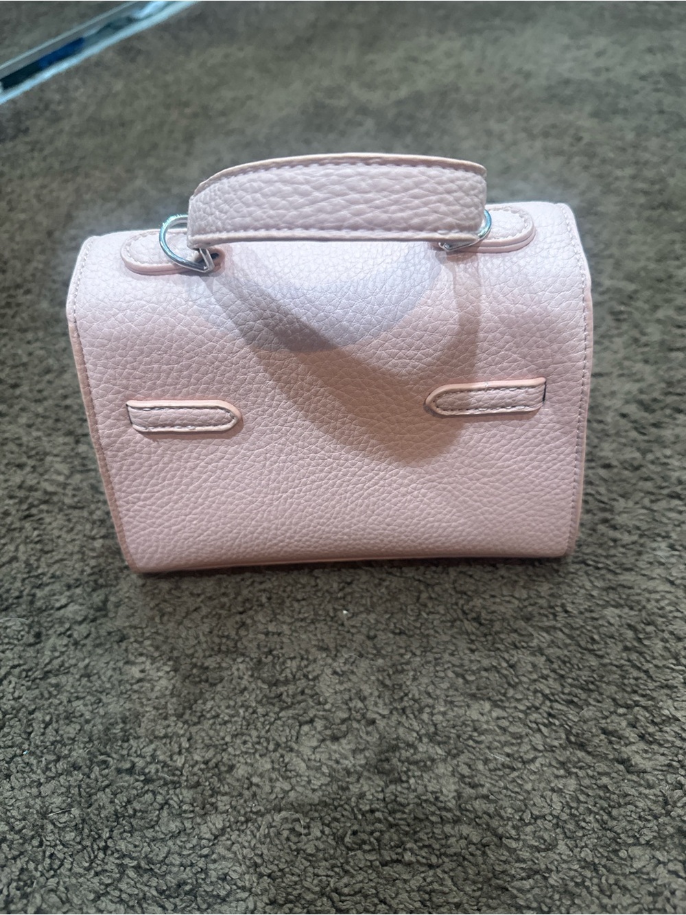 Structured Light Pink Top Handle Satchel with Silver Hardware - Picture 4 of 5